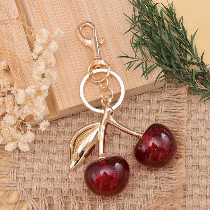 Cherry Pendant Metal Keychain