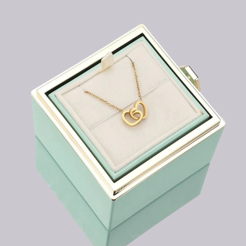 Rose Box with Heart Pendant Necklace