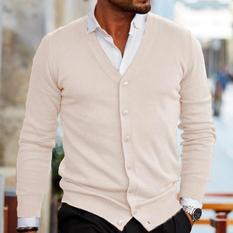 Men V-Neck Button Front Cardigan