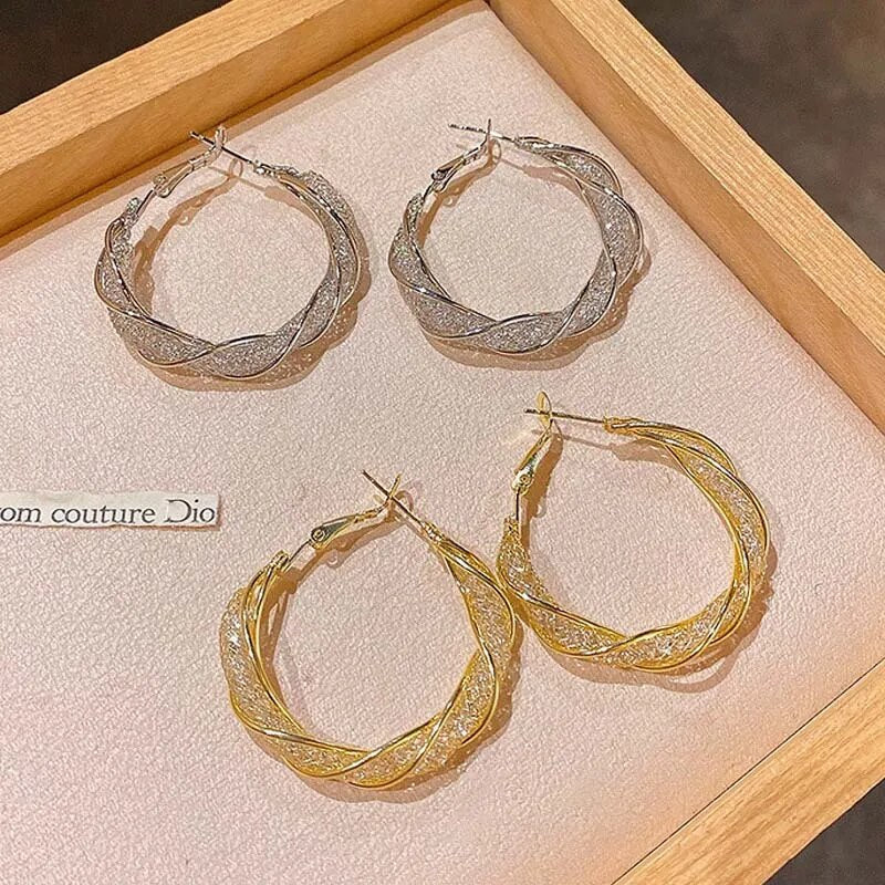 Hoop Earrings with Twisted Design