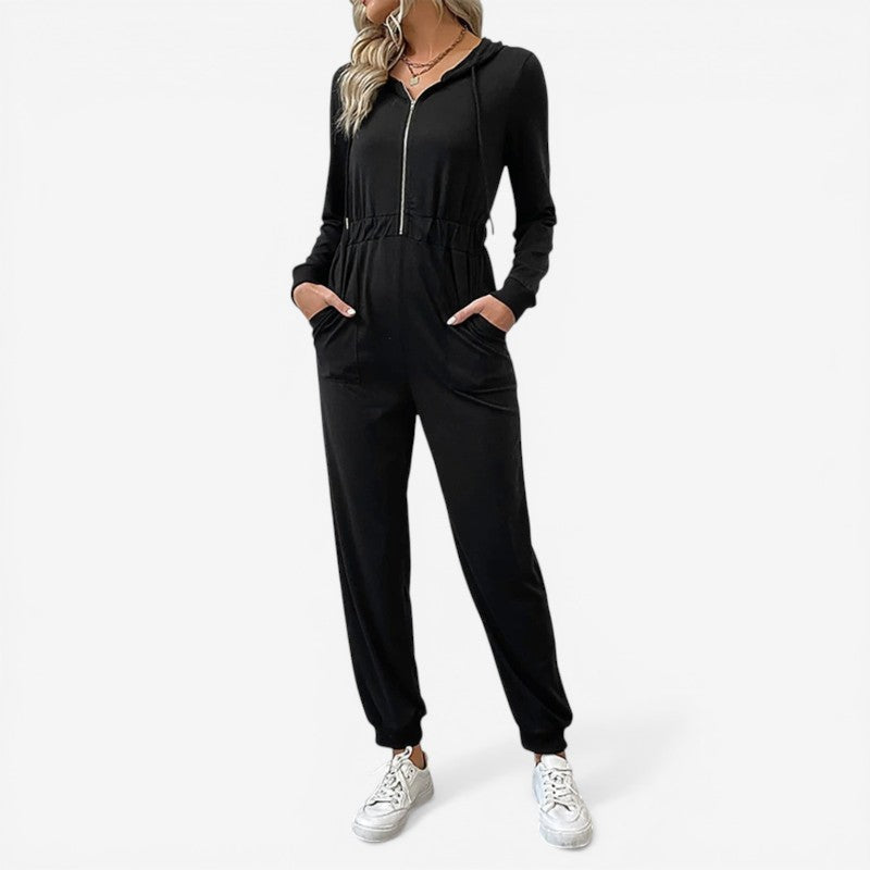 Women Long Sleeve Zip Front Jumpsuit
