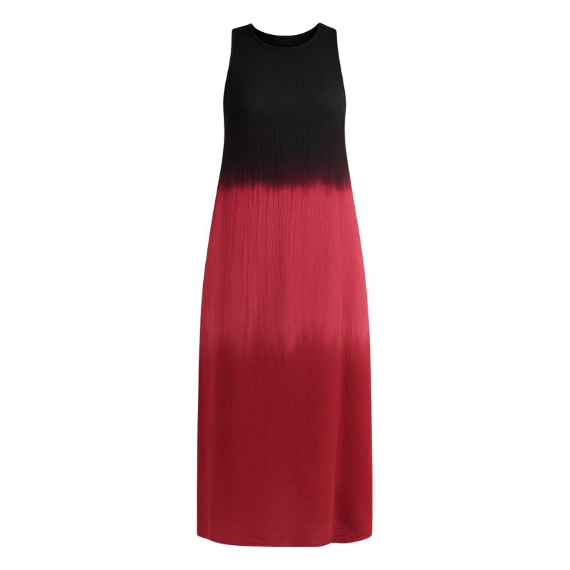 Juliette – Lange Mouwloze A-Lijn Jurk met Ronde Hals en Kleurverloop Print Velani