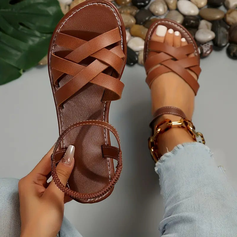 Women's Cross-Strap Sandals with Open Toe