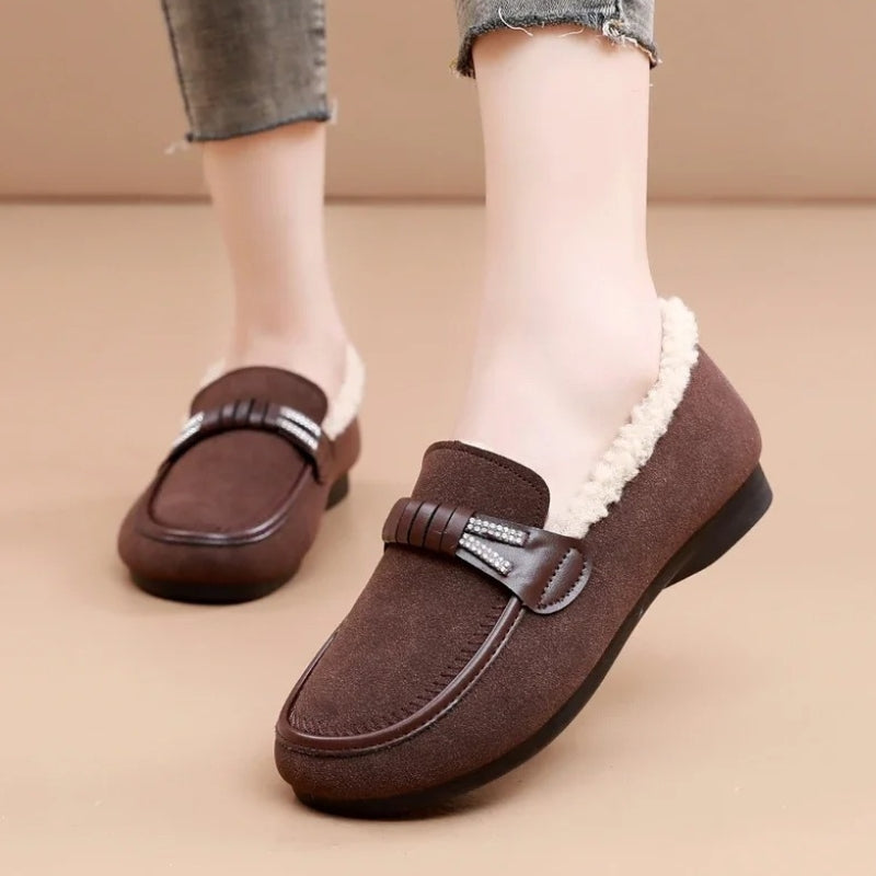 Lily – Round Toe Shoes With Non Slip Grip And Fur Design