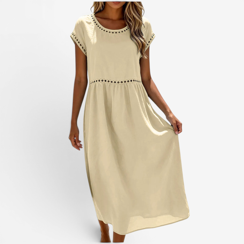 Elegant Women's Crew Neck Maxi Dress