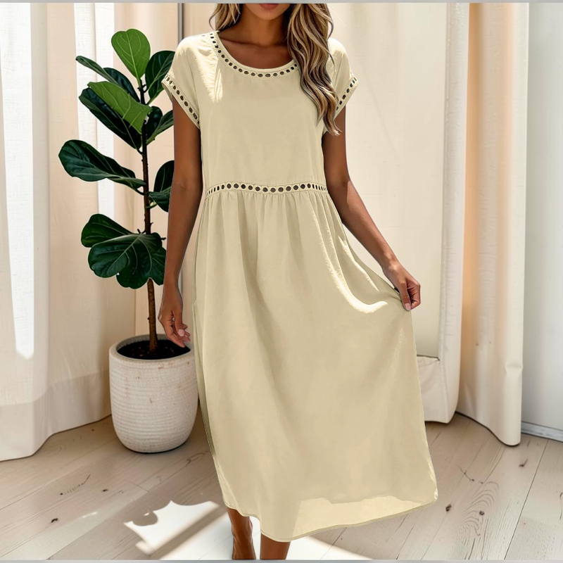 Elegant Women's Crew Neck Maxi Dress