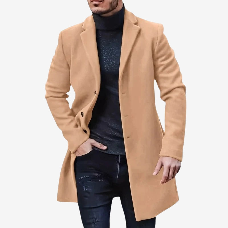 Liam – Long Sleeve Coat with Down Collar