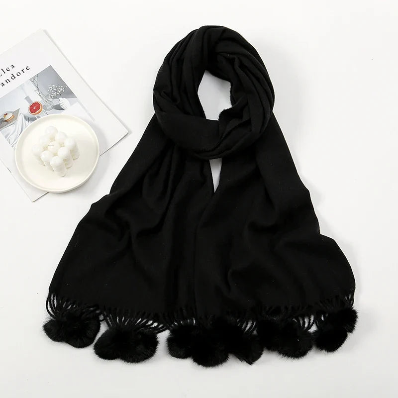 Clara – Adjustable Scarves with Ball Imitation Design