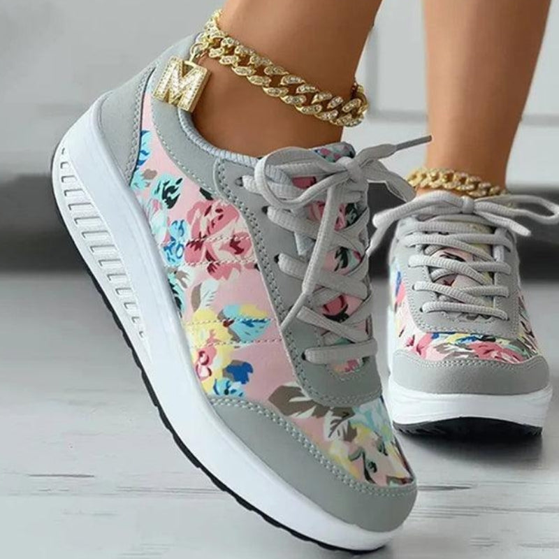 Nora – Sneakers with Floral Print and Adjustable Lace Design