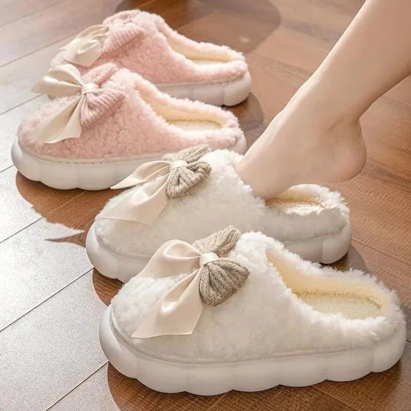 Emma – Round Toe Fur Slippers with Thick Sole and Plush Lining