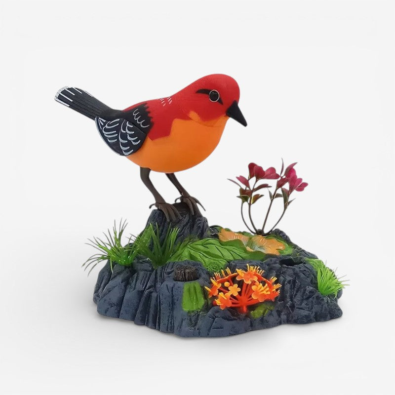 ChirpNest – Decorative Bird Toy with Round Stand and Voice Control