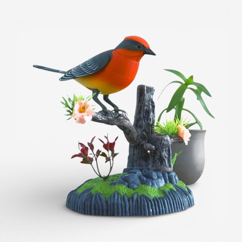 ChirpNest – Decorative Bird Toy with Round Stand and Voice Control