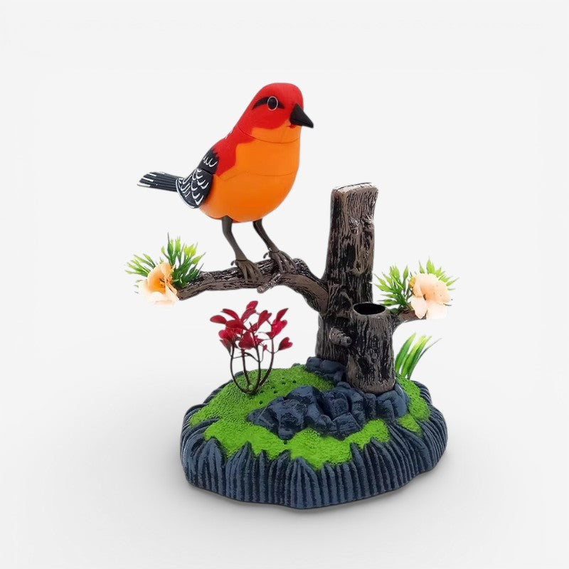 ChirpNest – Decorative Bird Toy with Round Stand and Voice Control