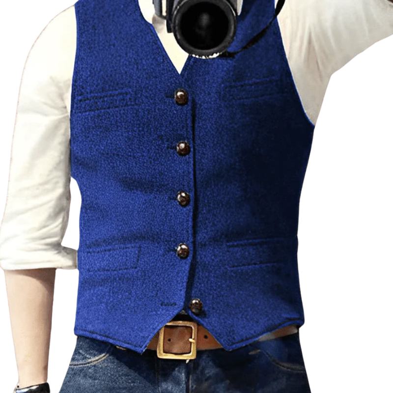 Liam – Mouwloos Slim Fit Gilet met Meerdere Zakjes en Knopen Velani