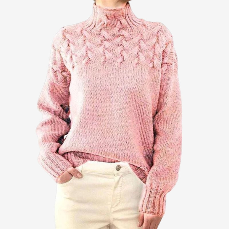 Luna – Long Sleeve Sweater with Round Neck and Ribbed Hem