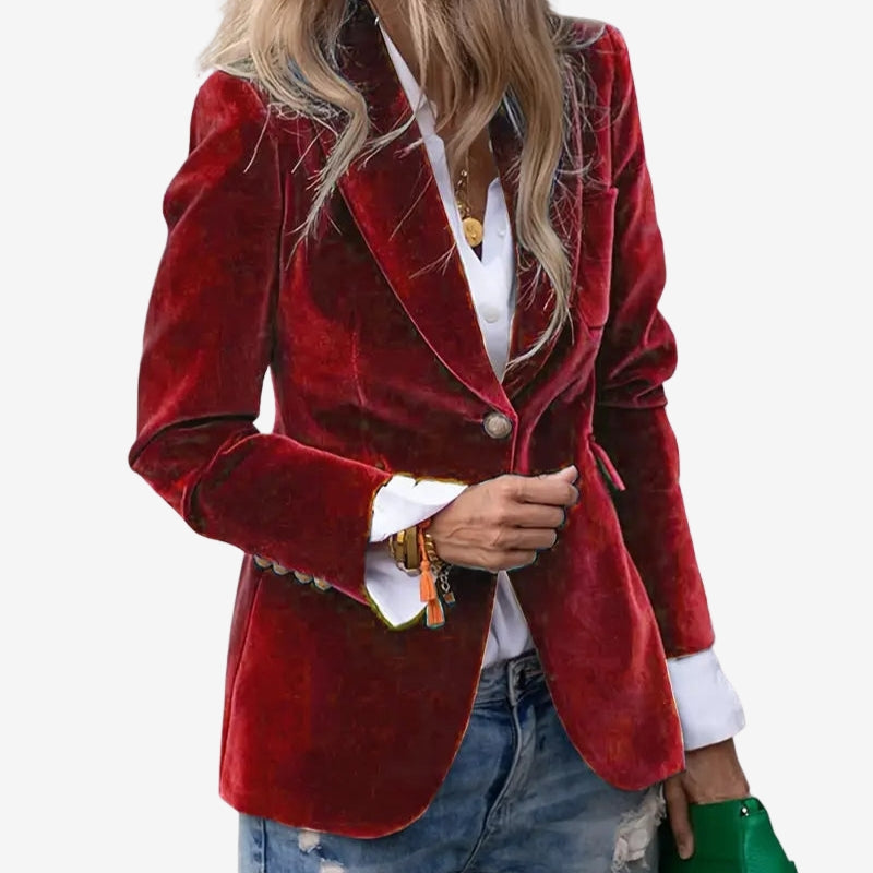 Alina – Long Sleeve Jacket with Lapel Collar and Button Closure