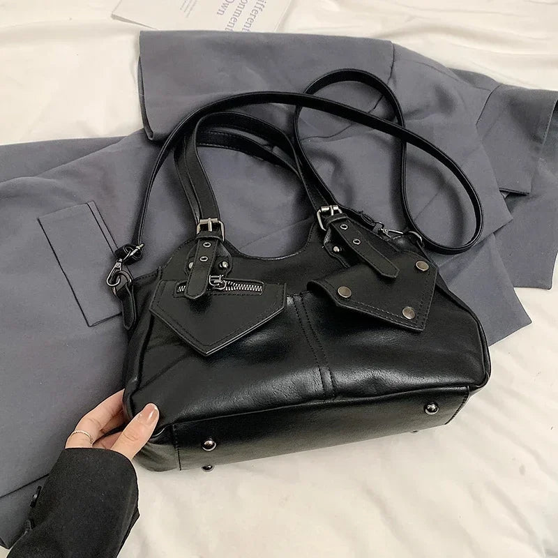 Naomi – Handtas met Meerdere Ritssluitingszakken en Verstelbare Riem Velani