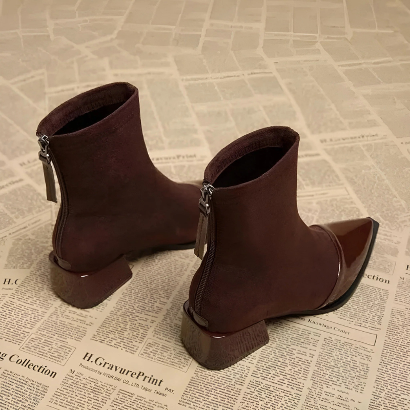 Elegant Pointed Toe Ankle Boots with Block Heel