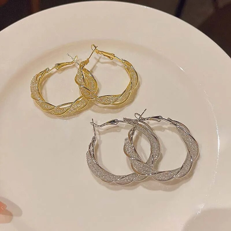 Hoop Earrings with Twisted Design