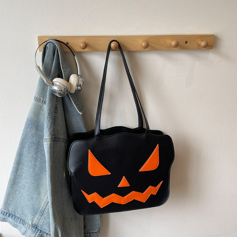 Spooky Halloween Messenger Bag with Pumpkin Art