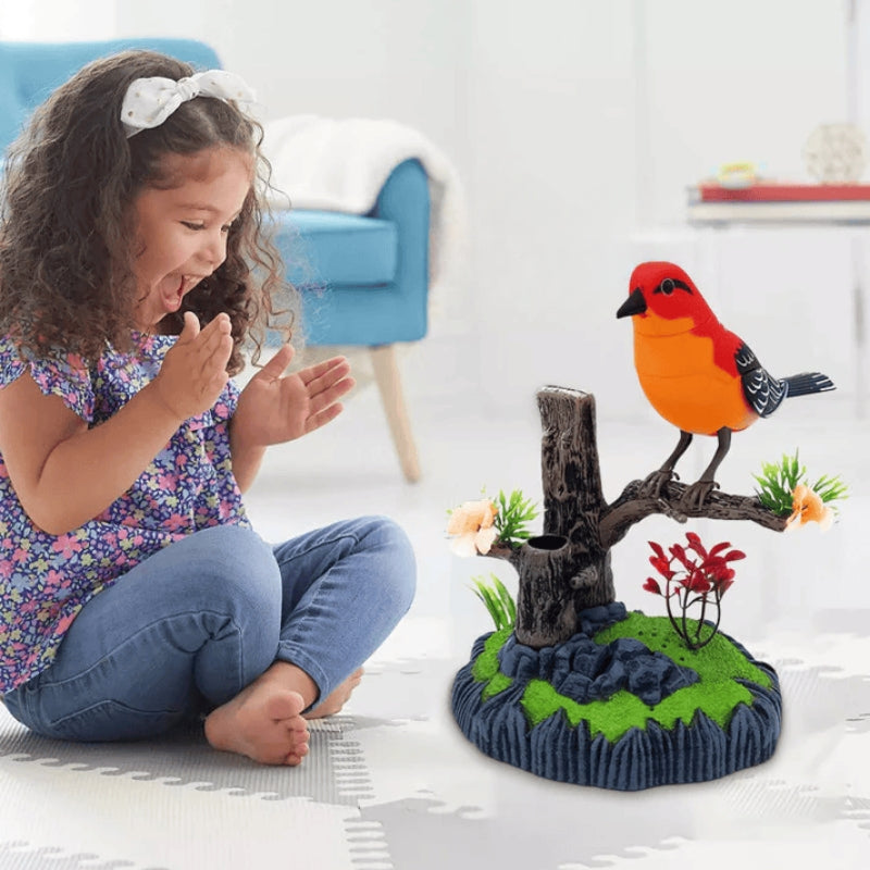 ChirpNest – Decorative Bird Toy with Round Stand and Voice Control