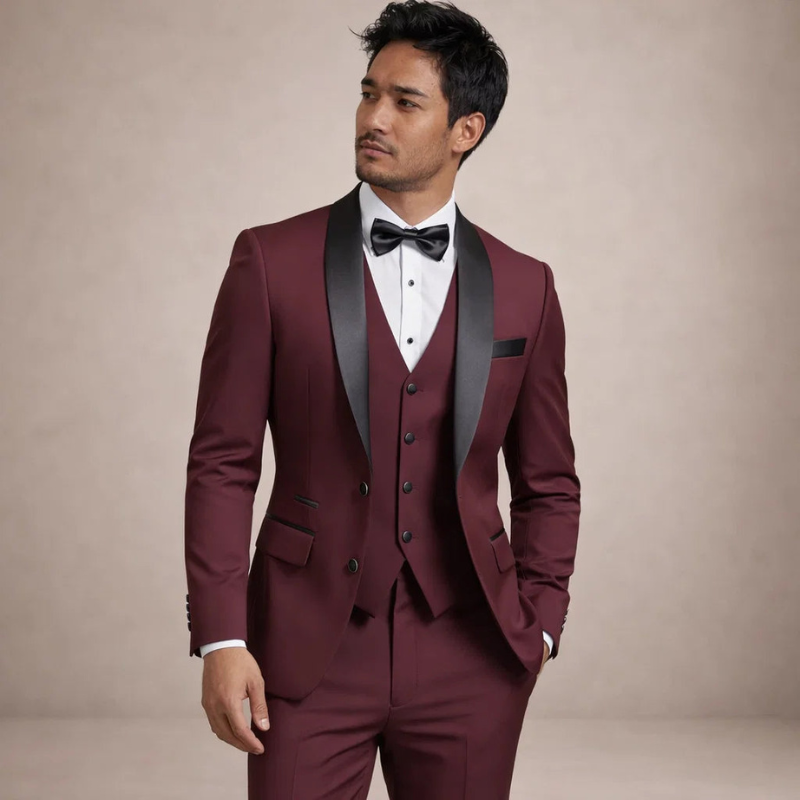 Men's Slim Fit Blazer and Straight Leg Trousers Set
