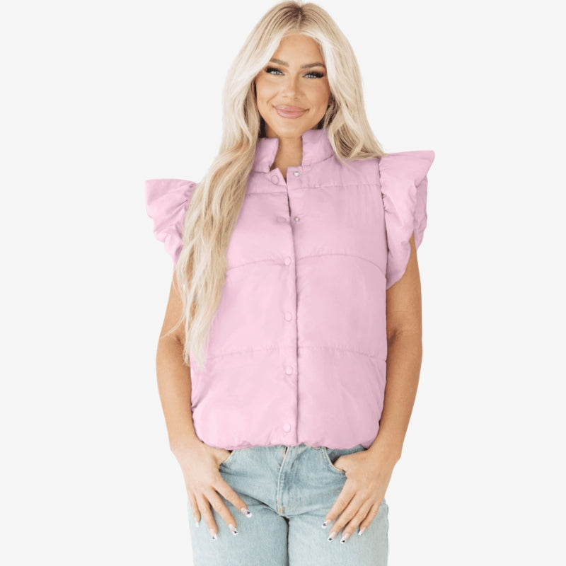 Quinn – Standup Collar Vest With Button Closure