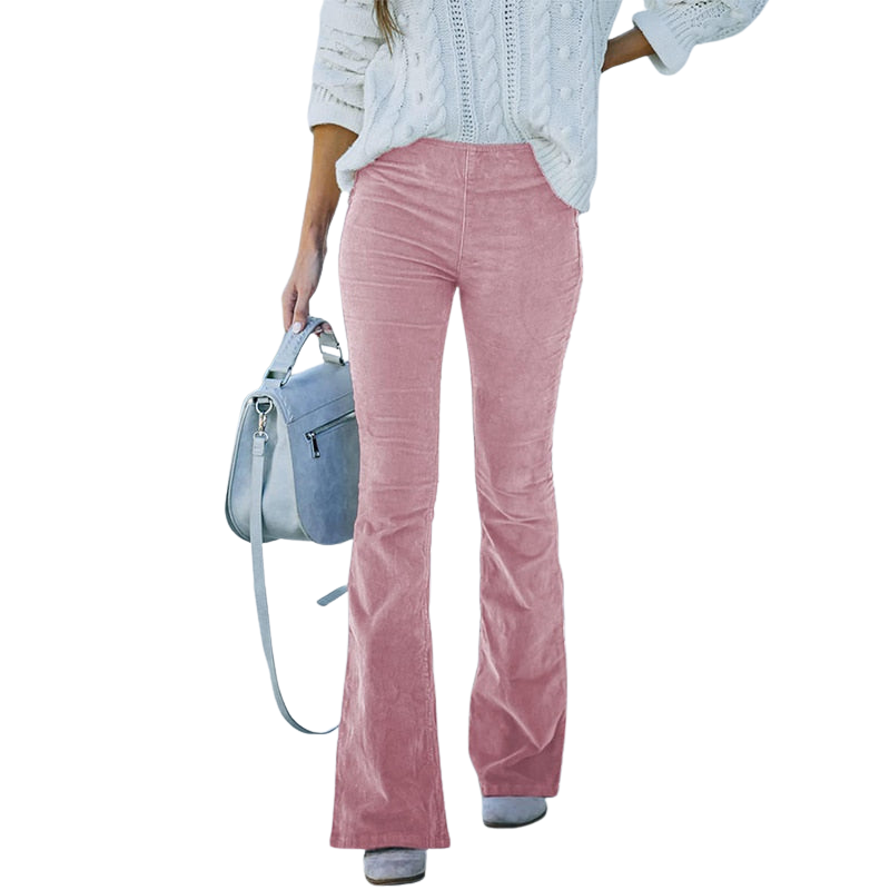 Nora – Hoge Taille Corduroy Wijde Pijpen Broek Velani