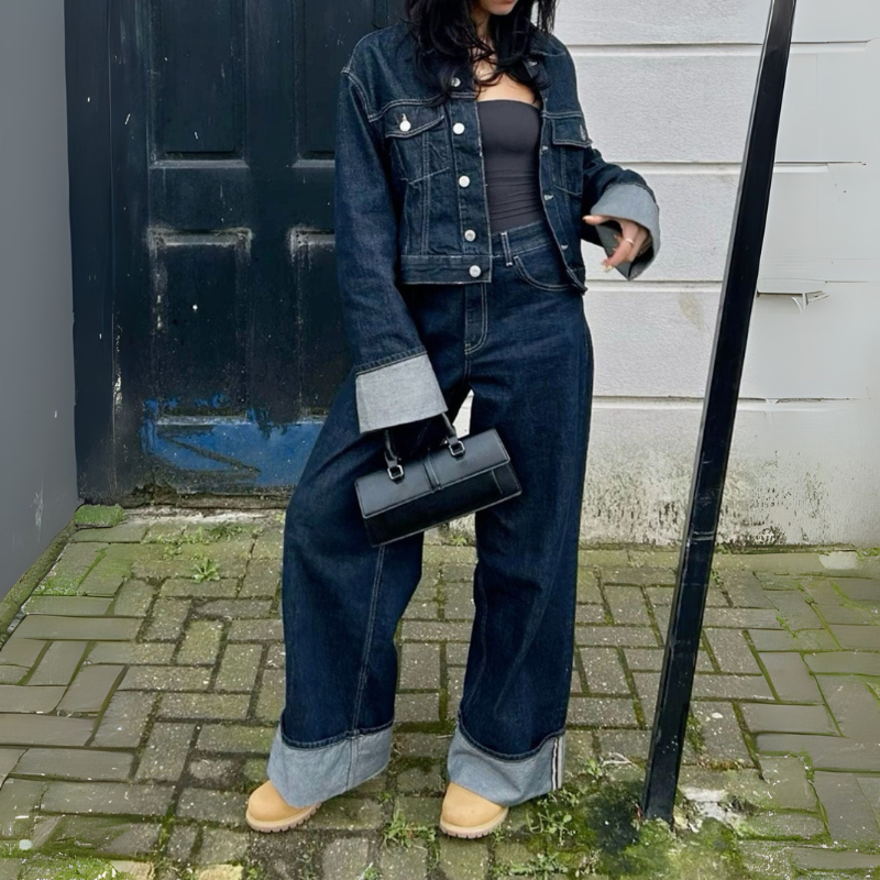 Elena – Tweedelige Set met Wijde Pantalon en Lange Mouwen Velani