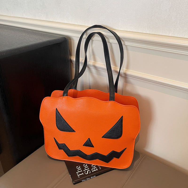 Spooky Halloween Messenger Bag with Pumpkin Art