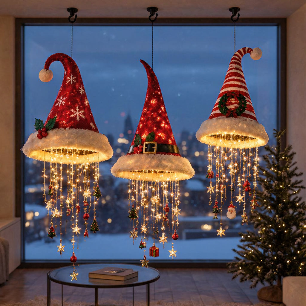 Hatmas - Hanging Christmas Hat Decoration With Led Lights