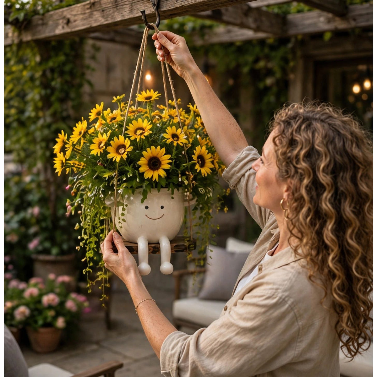 Plantpend - Swinging Planter With Decorative Design