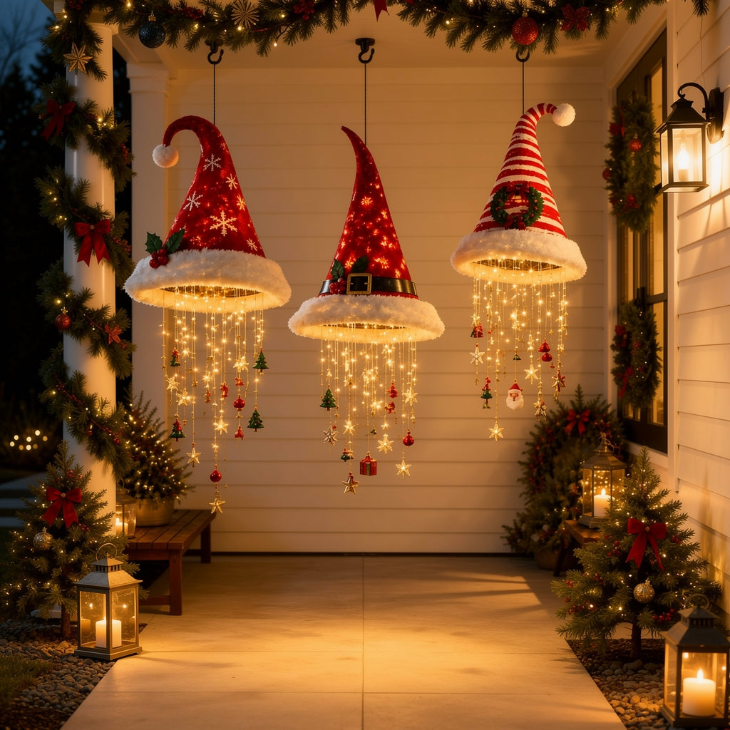Hatmas - Hanging Christmas Hat Decoration With Led Lights