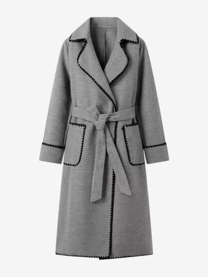 Beltane - Trench Coat with Belted Waist and Side Pockets