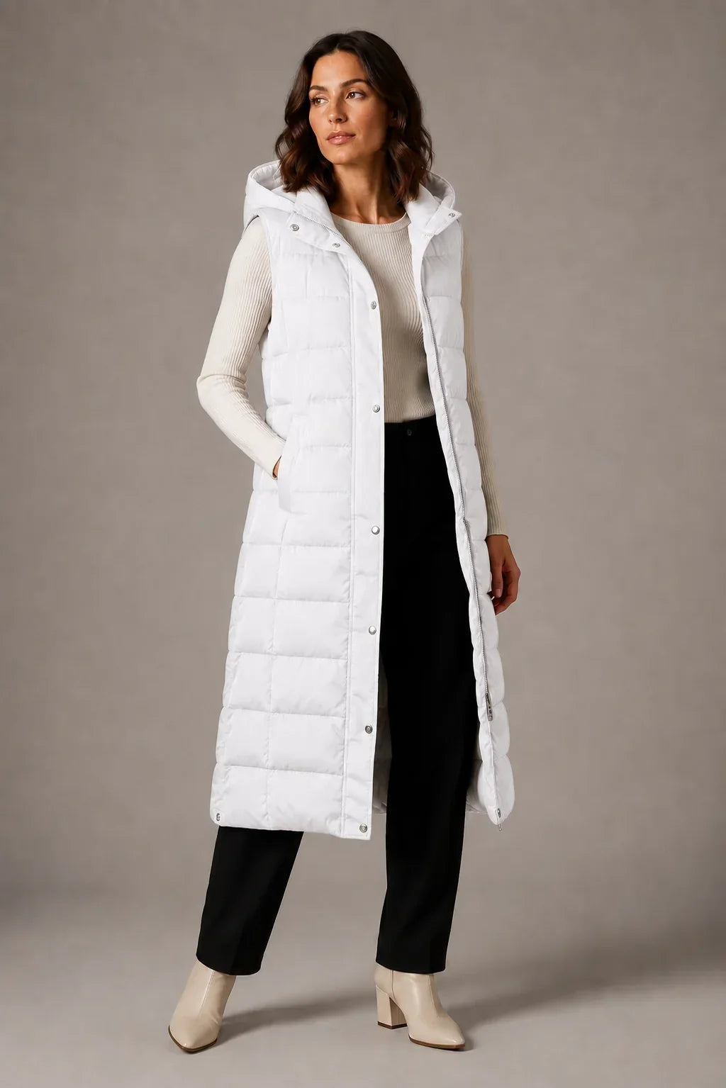 Layeron - Long Quilted Vest with Adjustable Hood