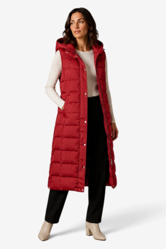 Layeron - Long Quilted Vest with Adjustable Hood