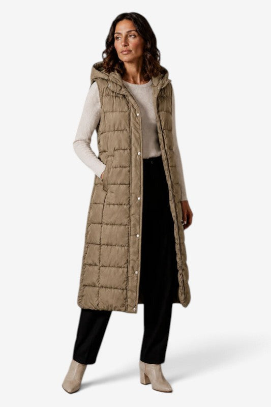 Layeron - Long Quilted Vest with Adjustable Hood