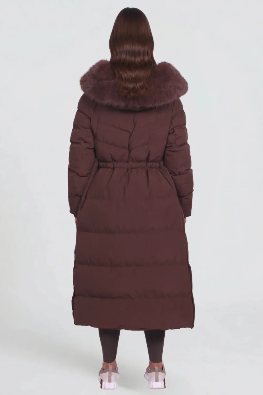 Quiltex - Long Quilted Hooded Coat with Waist Cord