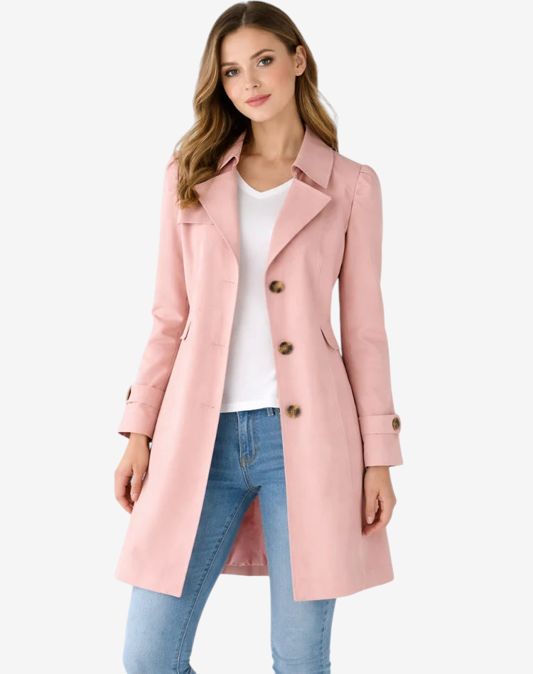 Pockley - Fitted Trench Coat with Notched Collar