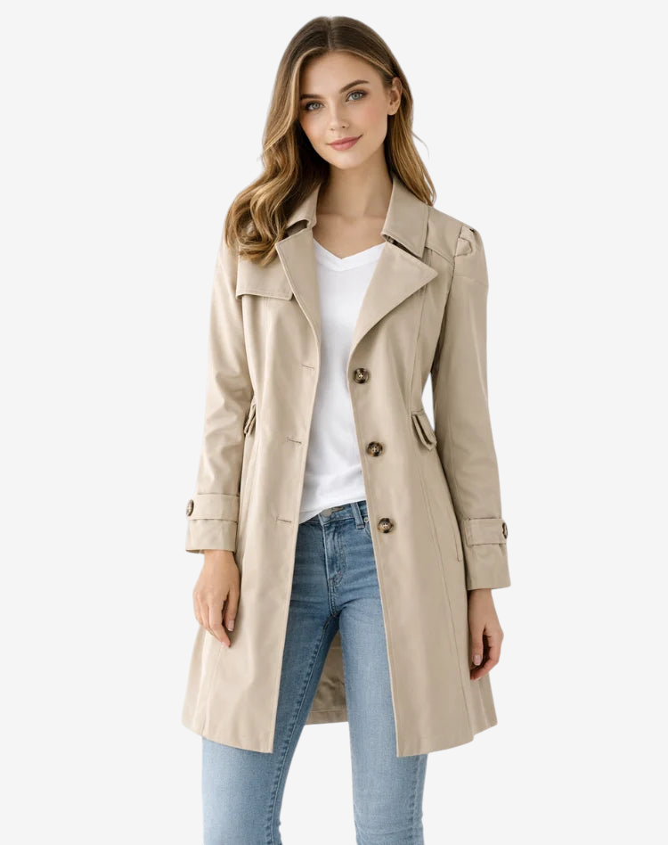 Pockley - Fitted Trench Coat with Notched Collar