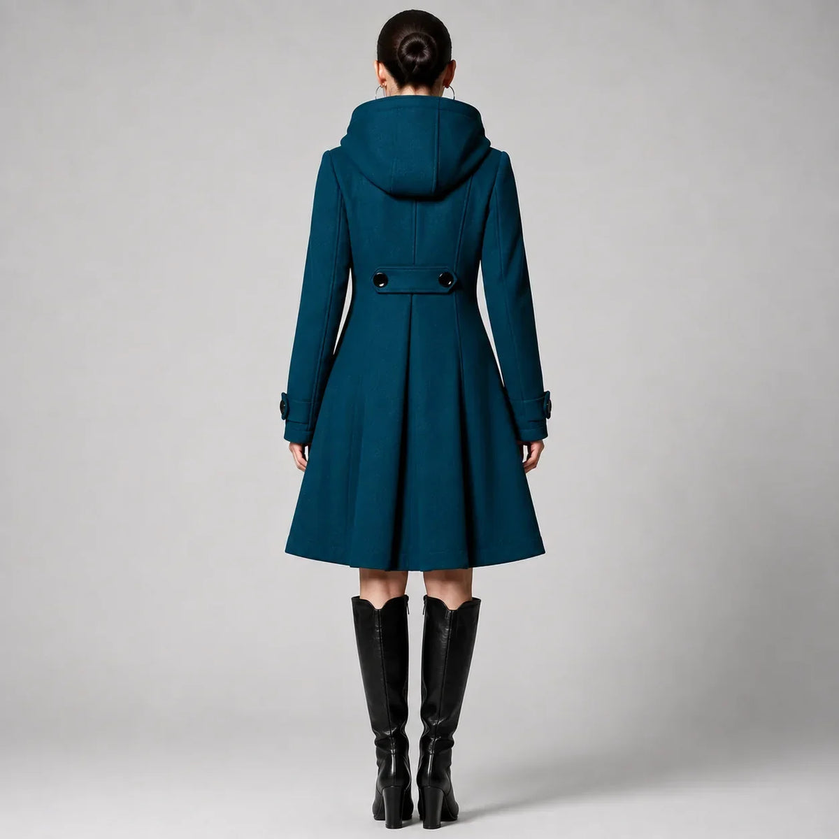 Drapen - Structured Hooded Coat with Defined Shoulders