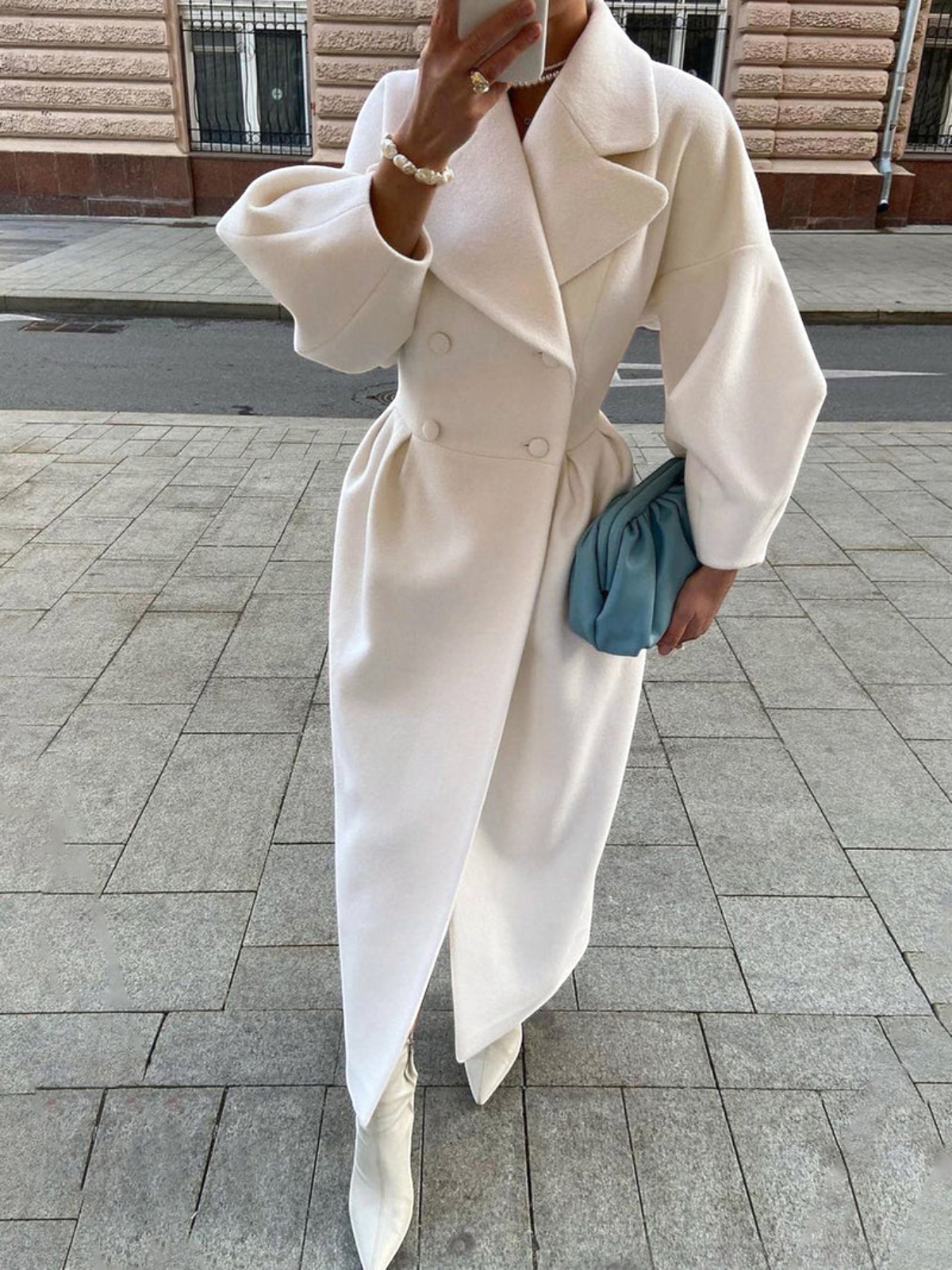 Lapelton - Trench Coat with Button Closure and Lapel Collar