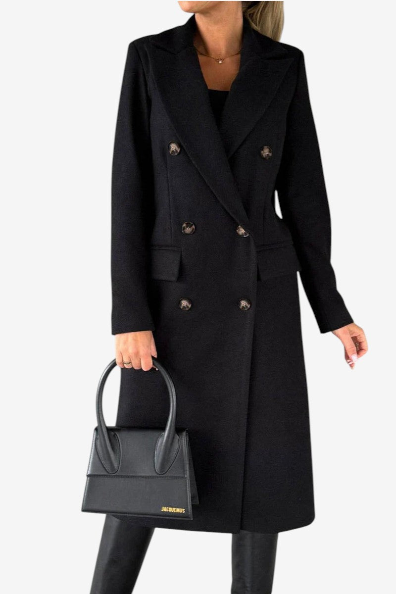 Buttonair - Long Coat with Structured Lapel Collar