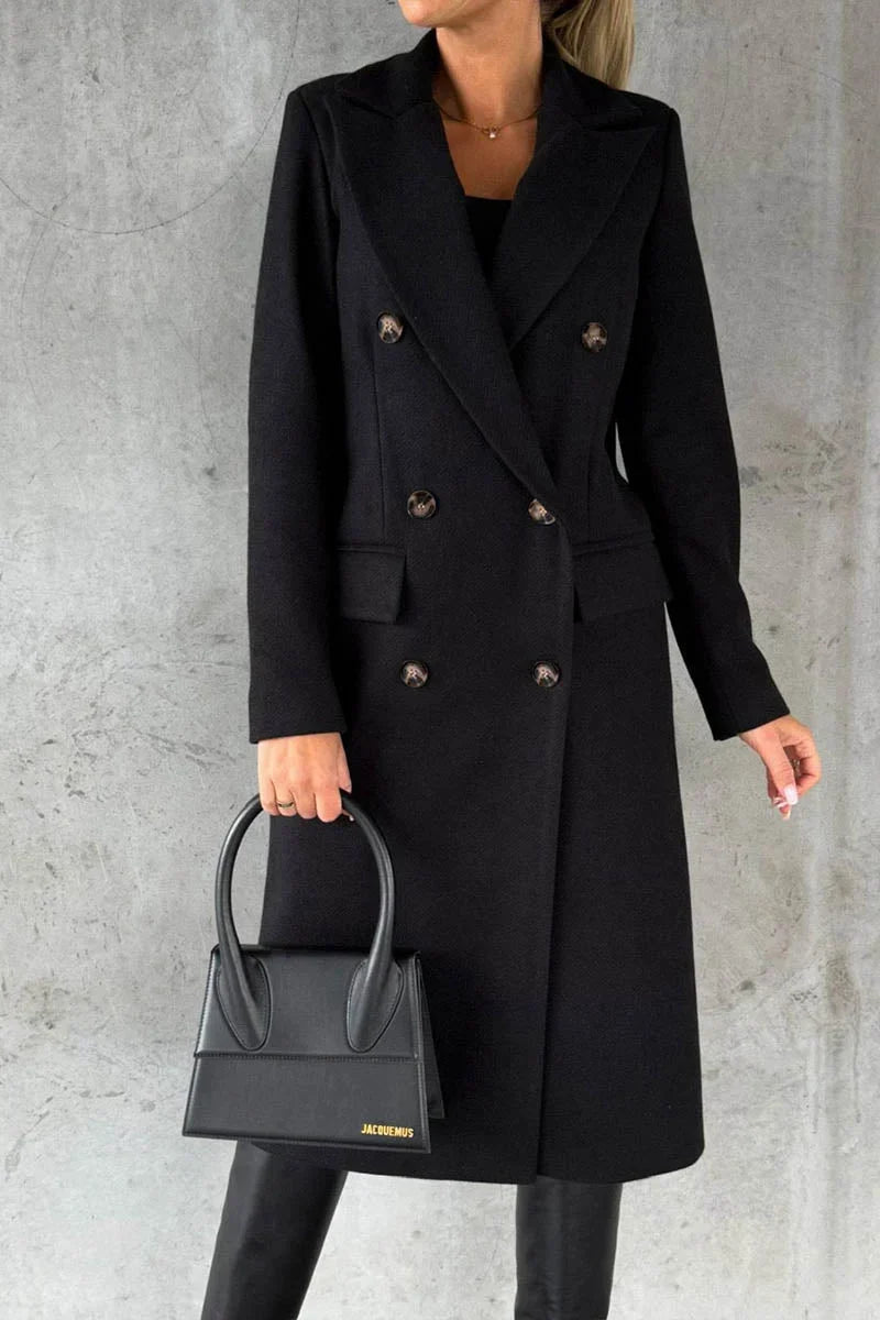 Buttonair - Long Coat with Structured Lapel Collar