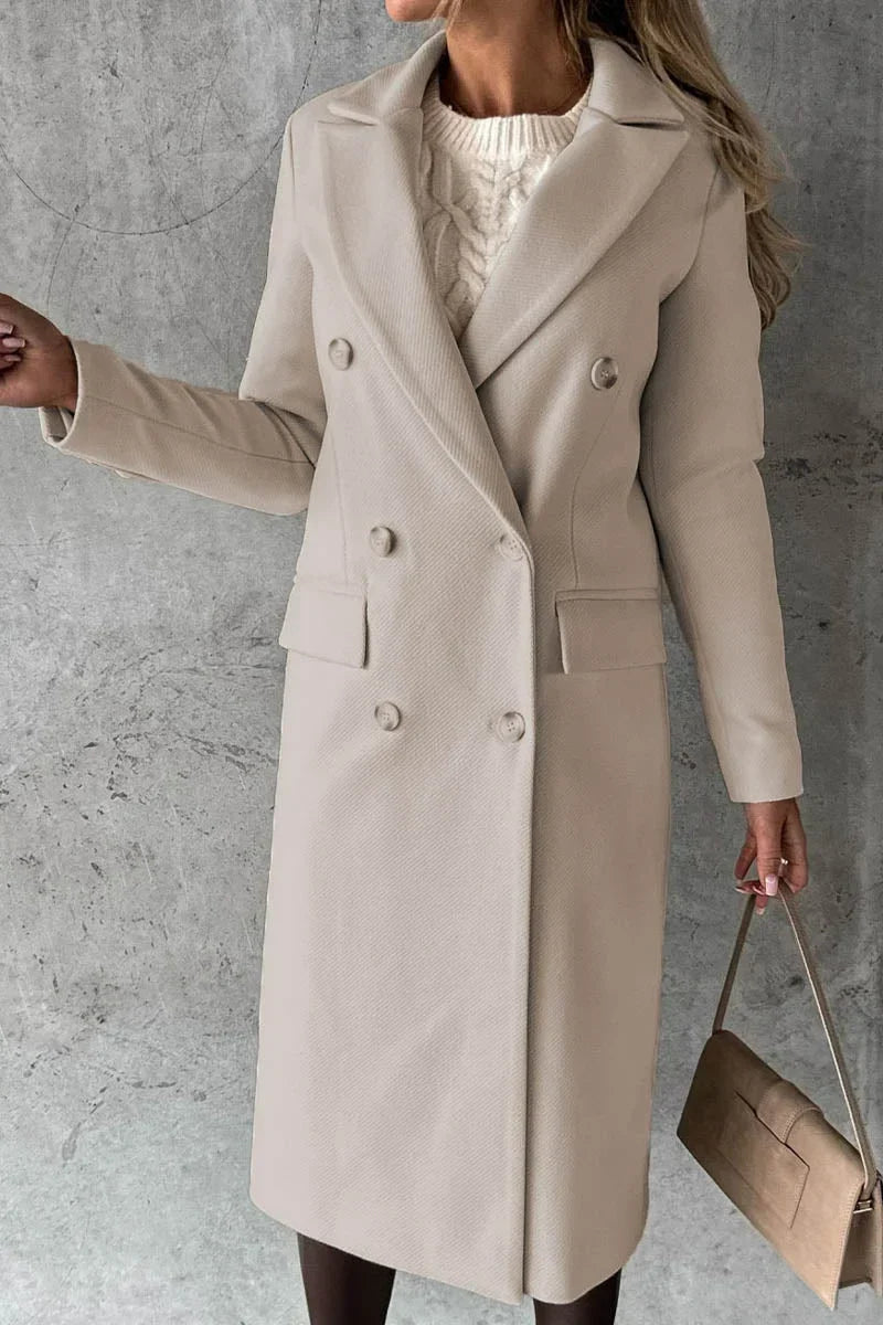 Buttonair - Long Coat with Structured Lapel Collar
