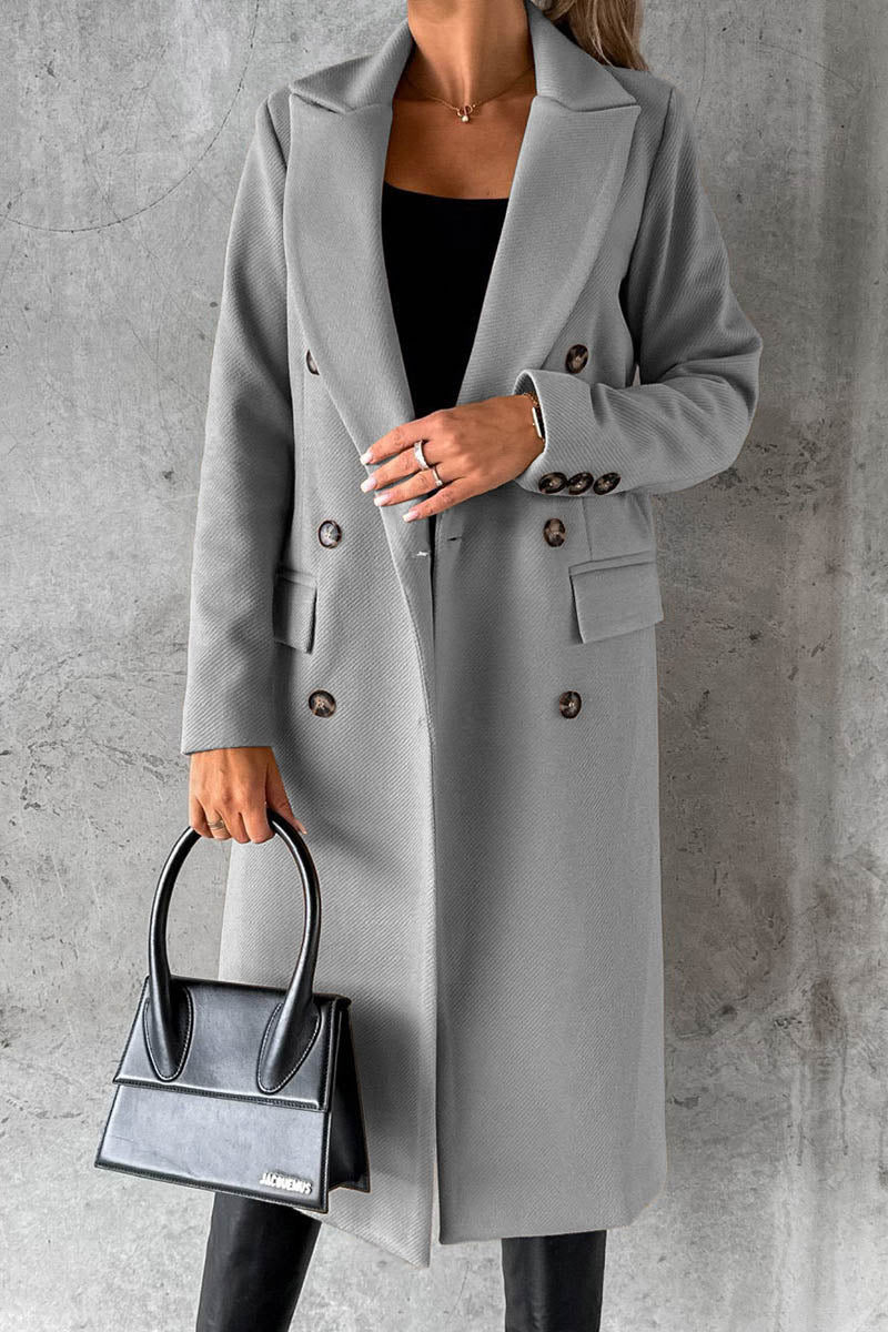Buttonair - Long Coat with Structured Lapel Collar