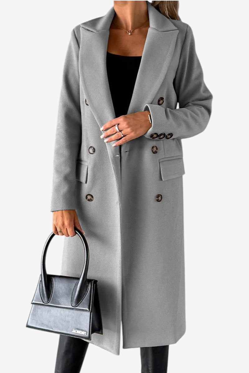 Buttonair - Long Coat with Structured Lapel Collar