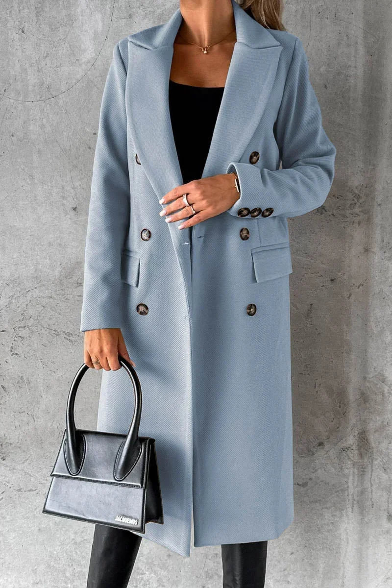Buttonair - Long Coat with Structured Lapel Collar