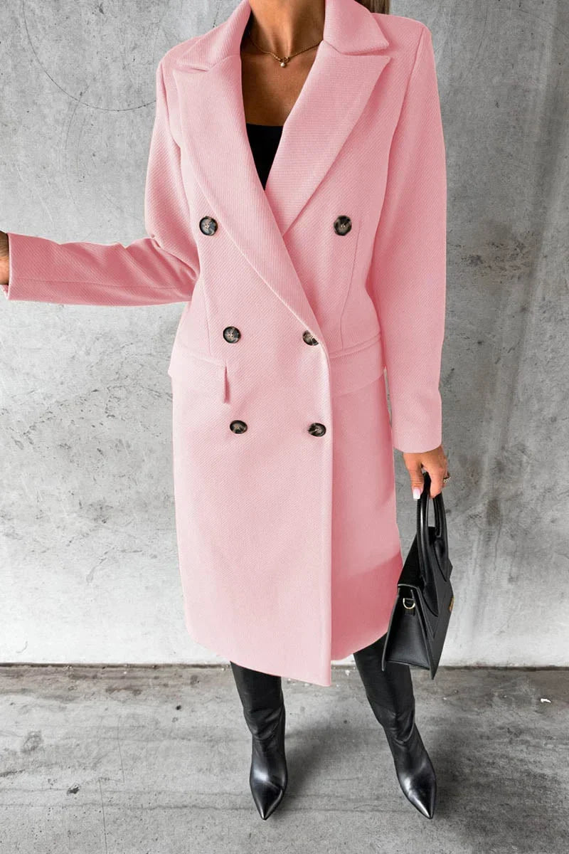 Buttonair - Long Coat with Structured Lapel Collar