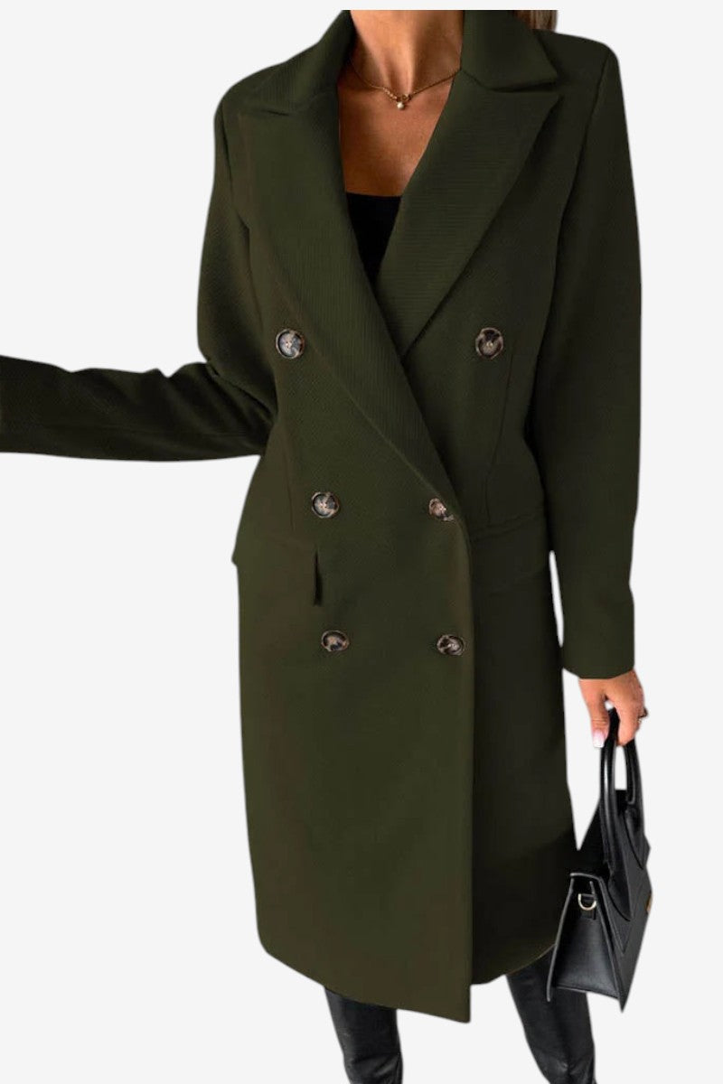 Buttonair - Long Coat with Structured Lapel Collar